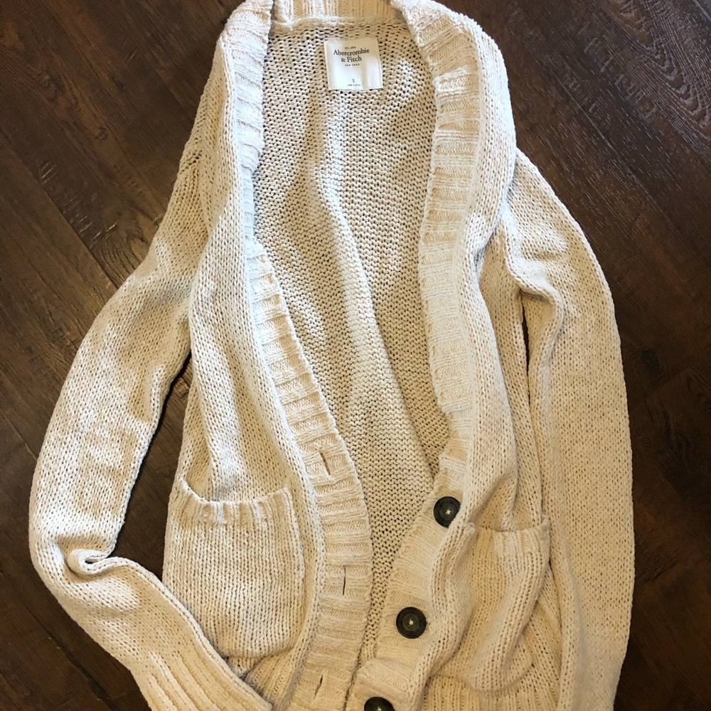 Abercrombie Cream Button Up Sweater